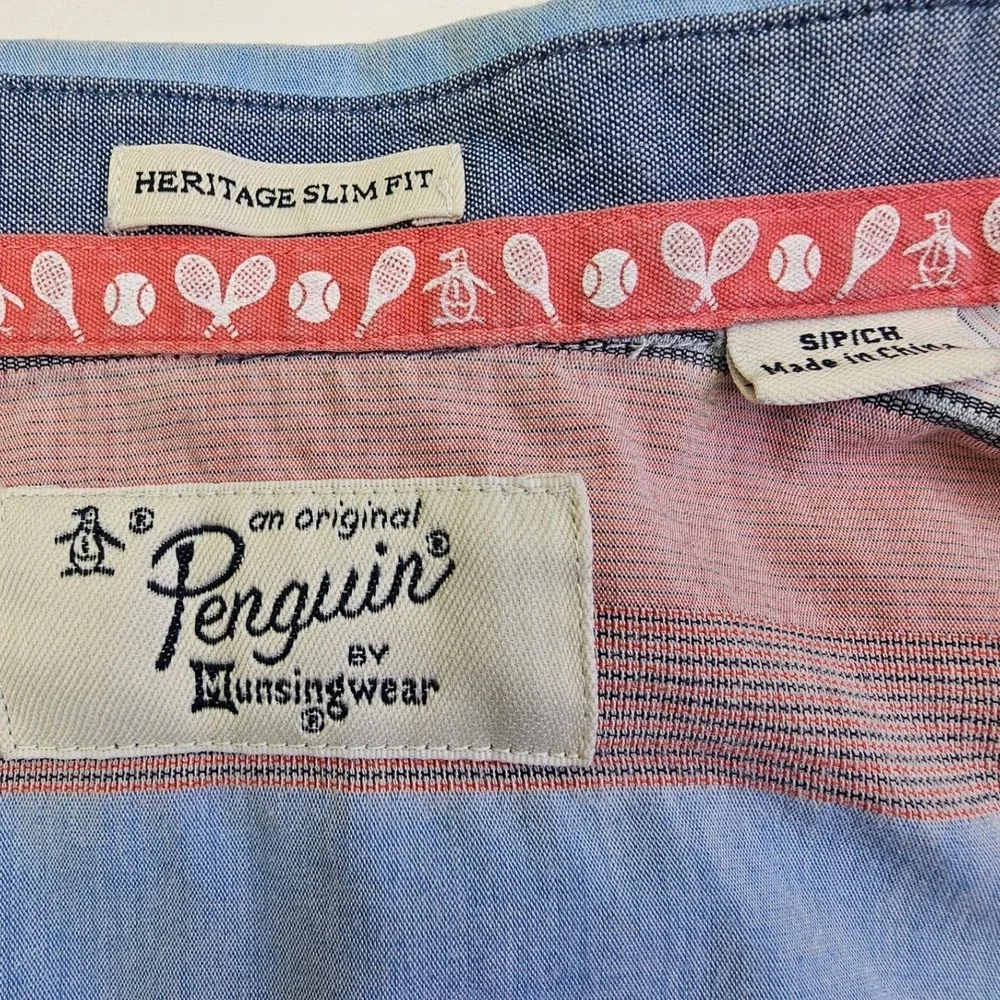 Original Penguin Mens Heritage Slim Fit Striped Short Sleeve Button Up Shirt S - Picture 6 of 11